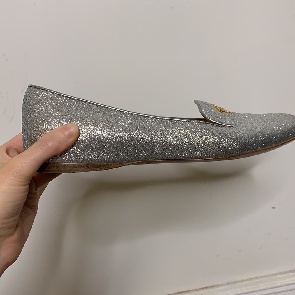 Vintage Prada Silver Sparkle Flat Loafers - Picture 3 of 16